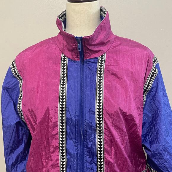Cabazon Vintage 80s Windbreaker Lined Women's Size M Purple Pink - Picture 6 of 13